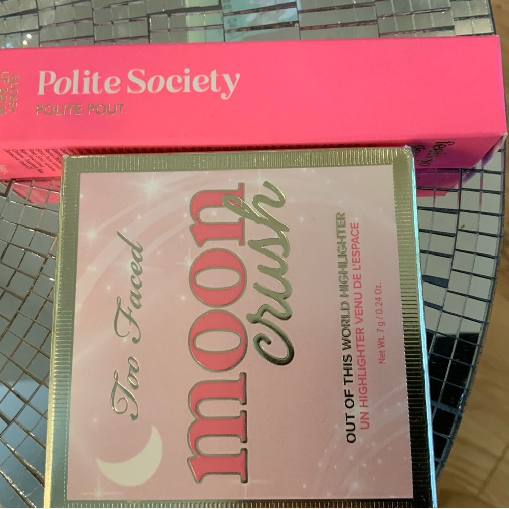 Too Faced Moon Crush Highlighter Palette - Pink & Gold Accents